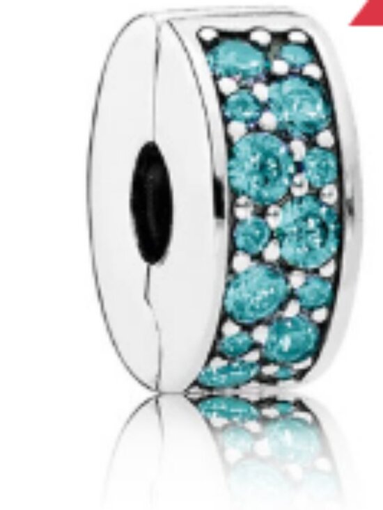 Pandora Pair of Teal Pavé Clips - Picture 3 of 3